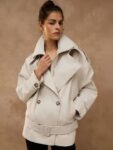 MAGKNIT Damen Mantel – Eleganter Einreihiger Long Coat, Taillierter Wintermantel für Alltag & besondere Anlässe